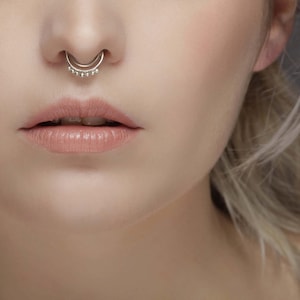 Moon septum piercing plata, daith piercing, tragus piercing, pendientes de cartílago, 18G-1mm, 16G-1,2mm, 14G-1,6mm,