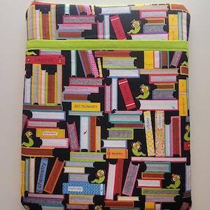 Bookworm Book Sleeve, padded book sleeve, zippered book sleeve, e-reader sleeve, tablet sleeve, zipper book case