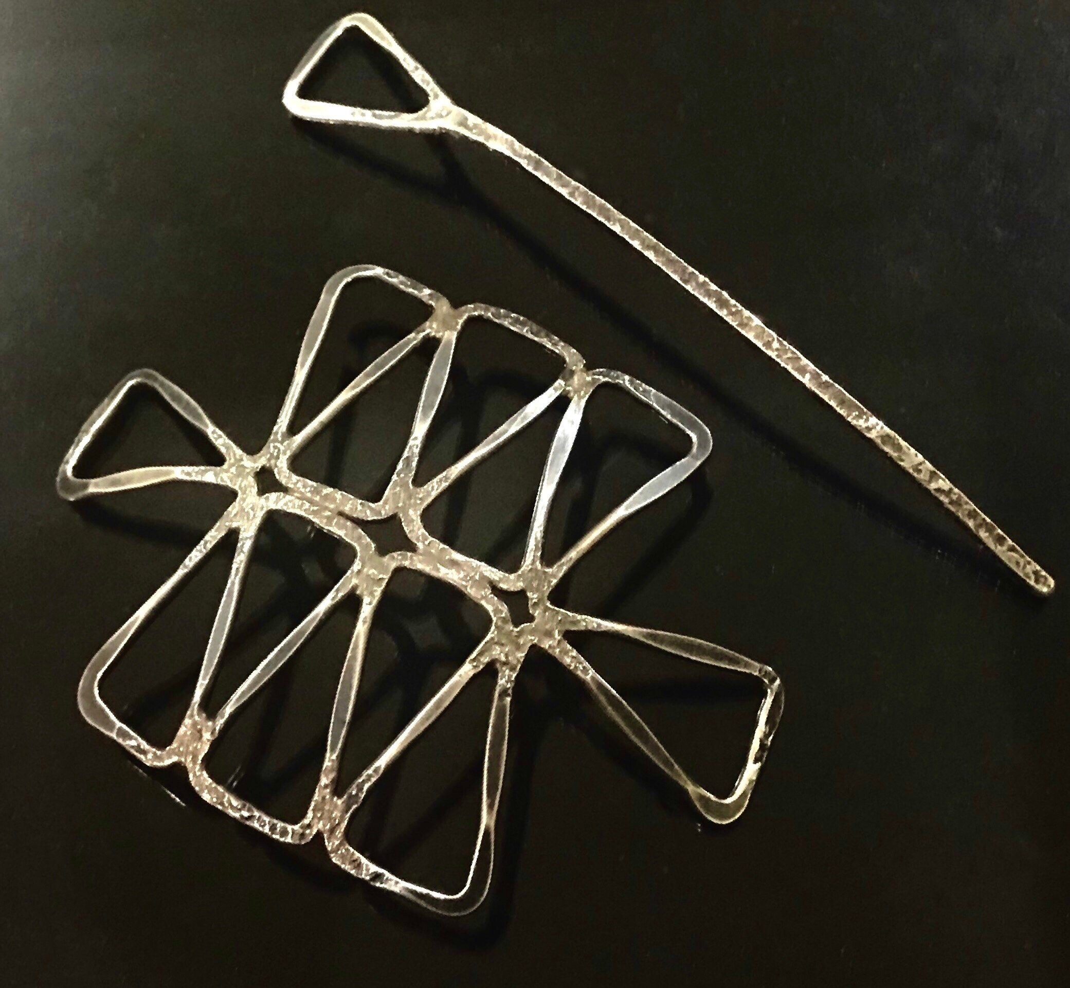 Vintage Hair Bun Holder With Slide Pin Sterling Silver Infinity