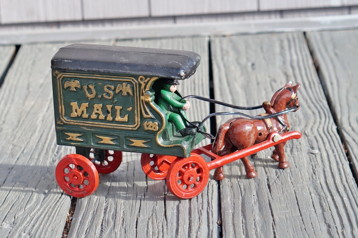 Vintage Hand Painted Cast Iron Repro of Antique US Mail Horse Etsy
