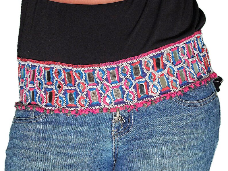 NW15434 Embroidered Belt Gypsy Mirror Work Vintage Tribal Ladies Belly Dance Clothing Accessory