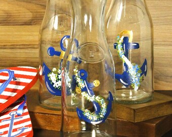 wine carafe, nautical theme, anchors, decanter, wedding decor, marines