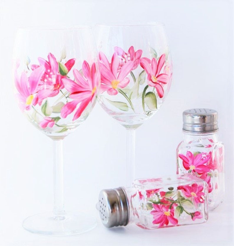 Hand Painted Wine Glass Daisy Wildflowers | Etsy