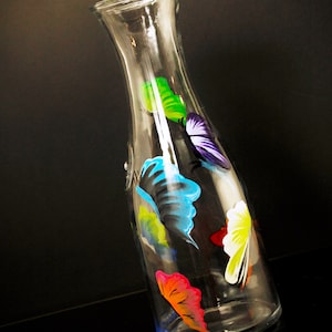 Butterfly Wine Carafe, Decanter hand painted