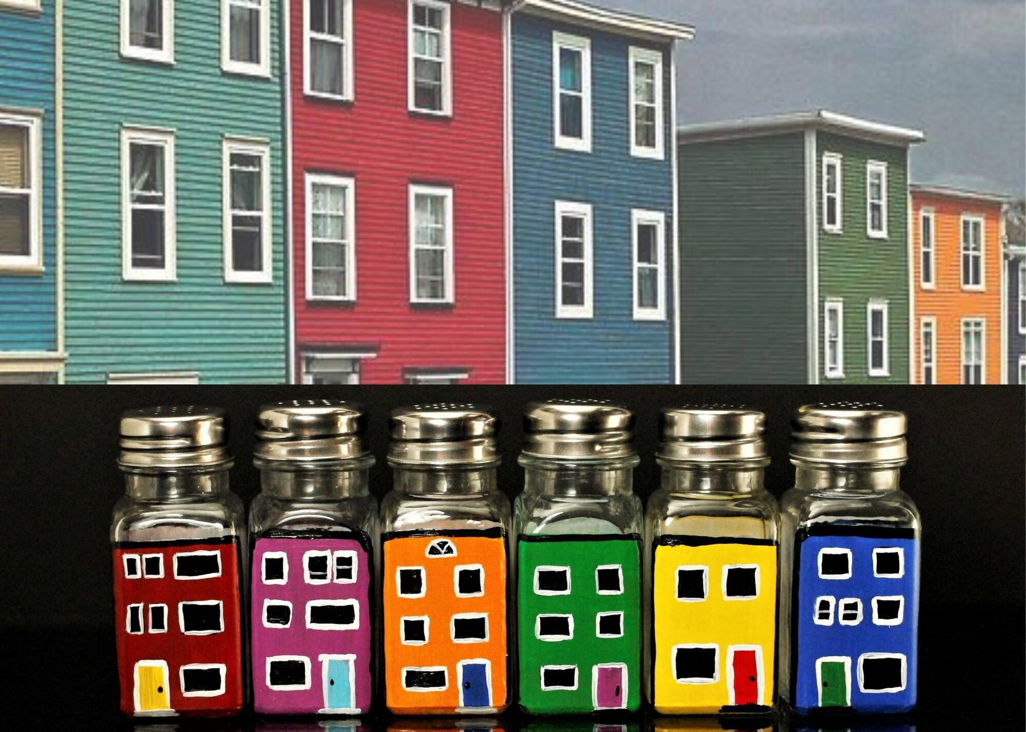 Jelly Bean Row Houses Newfoundland Salt and Pepper Sets Etsy UK