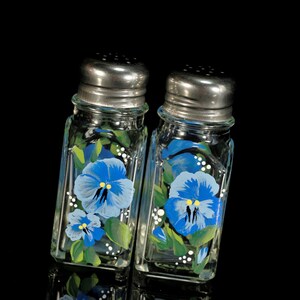 Painted wild flowers, salt and pepper shakers ,