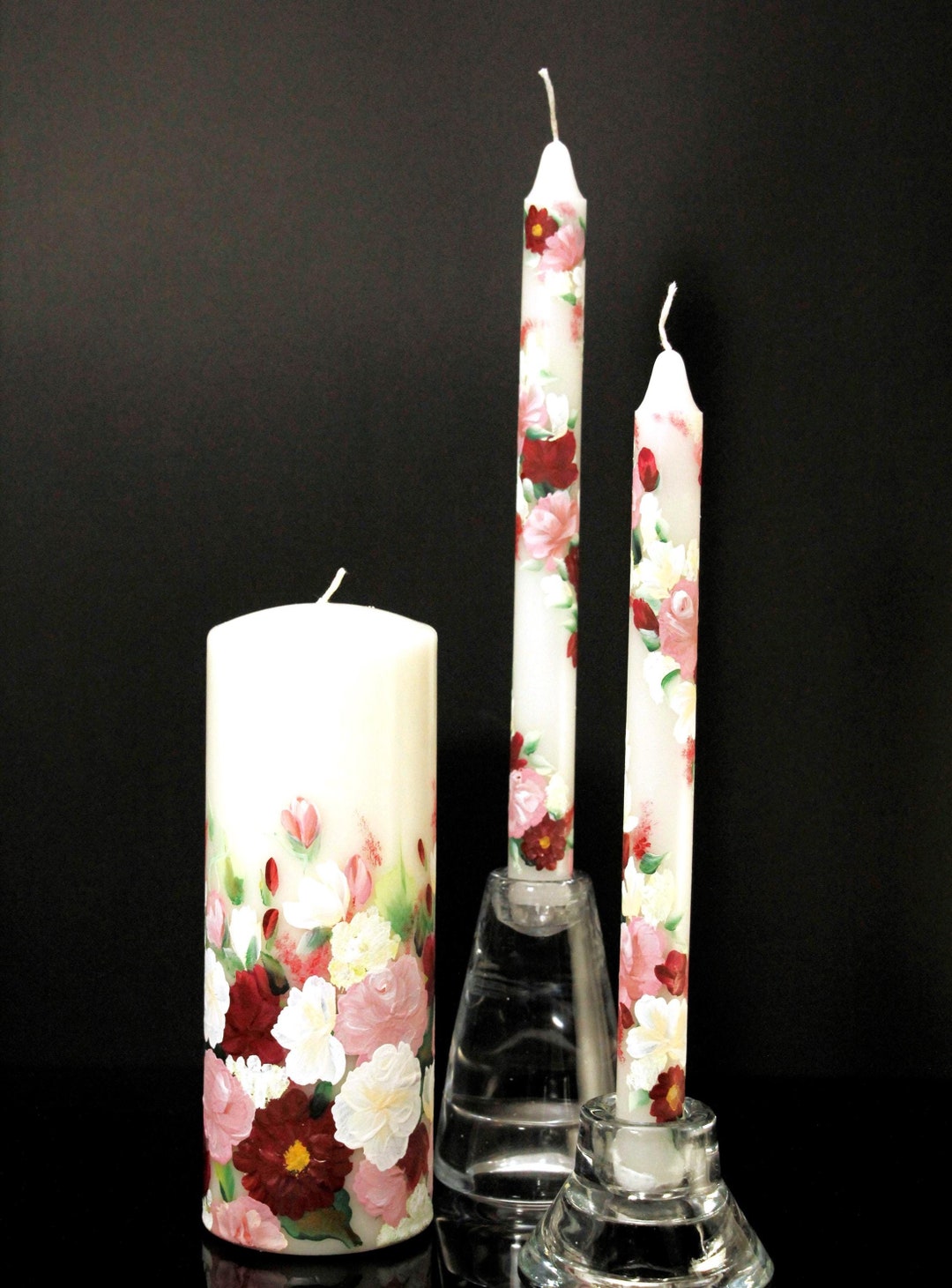 Unity Candle Set, Custom Design, Hand Painted, - Etsy