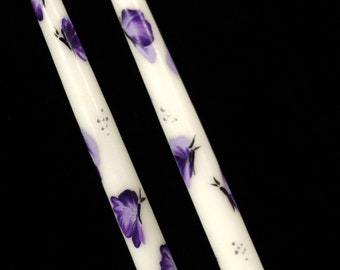 Painted Purple Butterflies Candles, pair