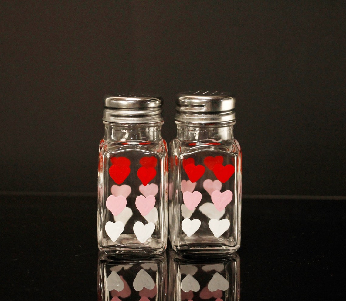 Hand painted Valentine salt and pepper shakers Etsy