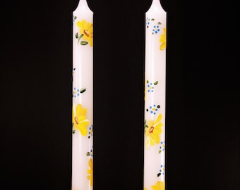 Tuscan Mixed, Flower, Hand Painted Candles, Taper ,