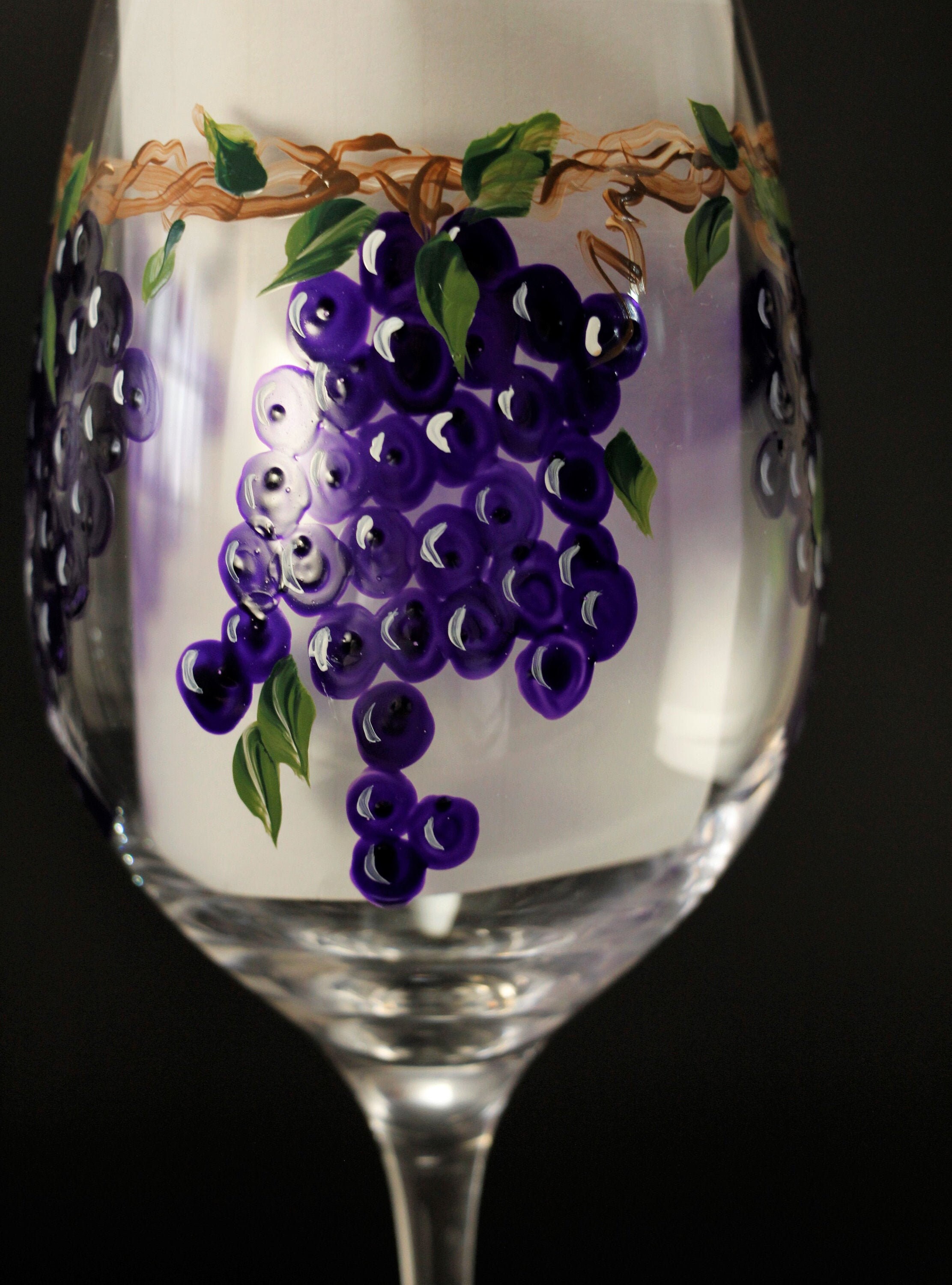 Painted glasses pair Grapes grapevines Tuscan Decor Hand Etsy