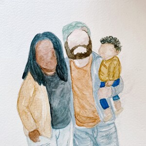 custom faceless watercolor family portrait | hand-painted artwork