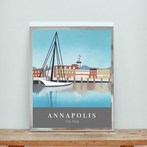 annapolis md art print illustration | maryland city map | home state | maryland wall art | state print | housewarming gift