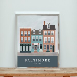 baltimore md fells point art print illustration | maryland wall art | housewarming gift