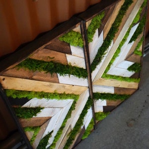 Phlox, Wood Wall Art, Moss Wall Art, Wood Mosaic, Moss Wall