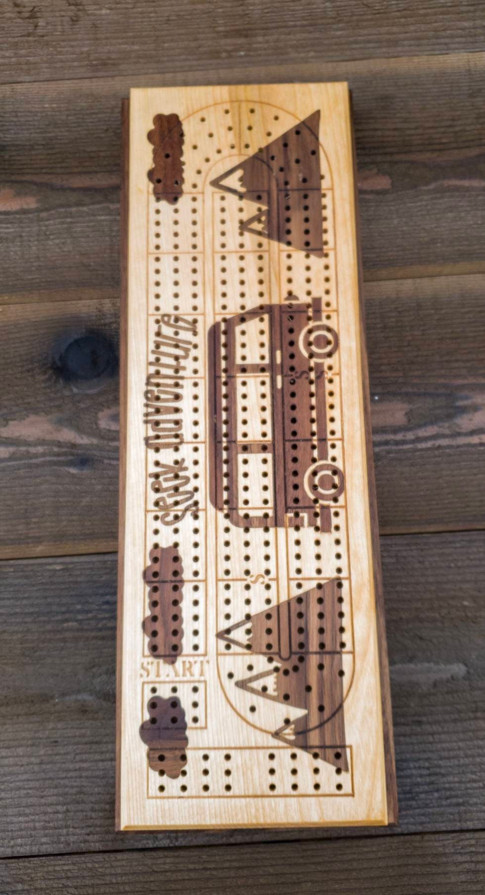 Cribbage Board - Premium Cribbage Board - Mountain Inlay Cribbage Board ...