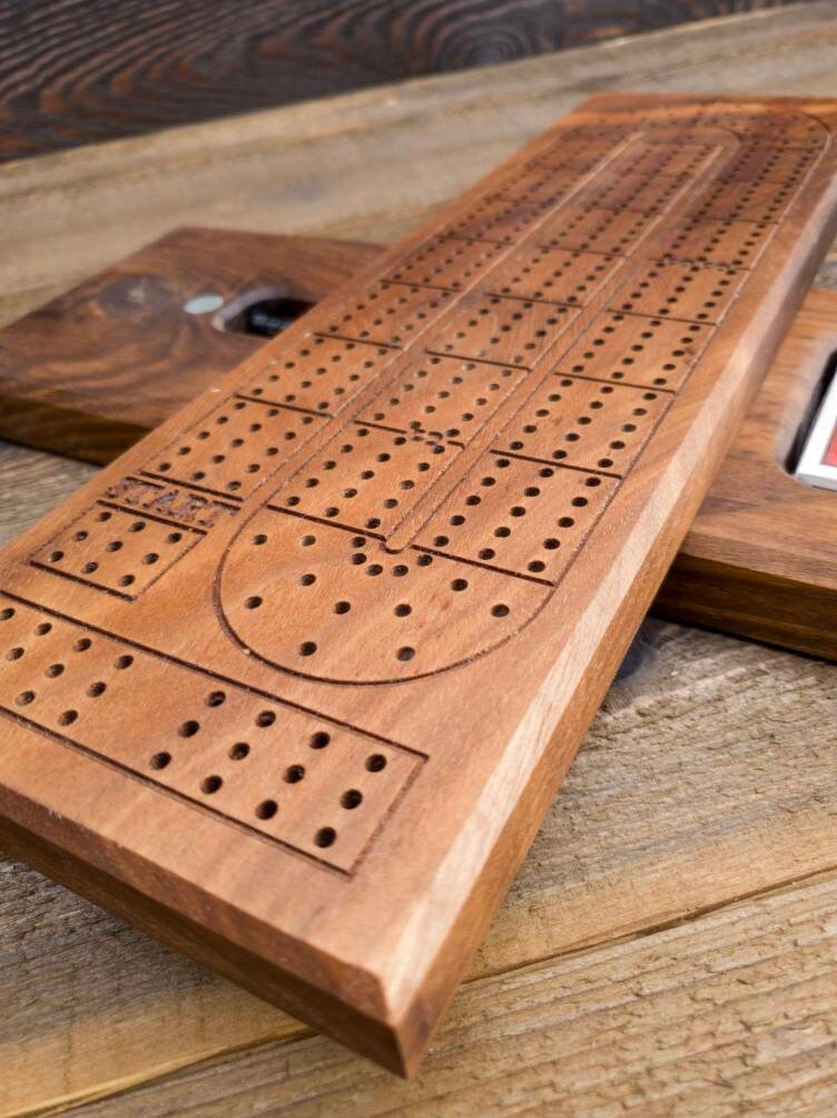 Lined Walnut Crib Board Cribbage Board skunk Lines card Etsy