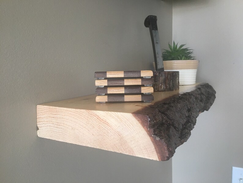 Wood Shelf Natural Live Edge Rustic Shelf Floating Shelf Etsy Canada