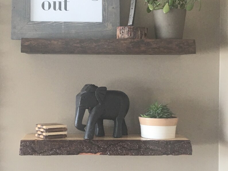 Wood Shelf Natural Live Edge Rustic Shelf Floating Shelf Etsy Canada