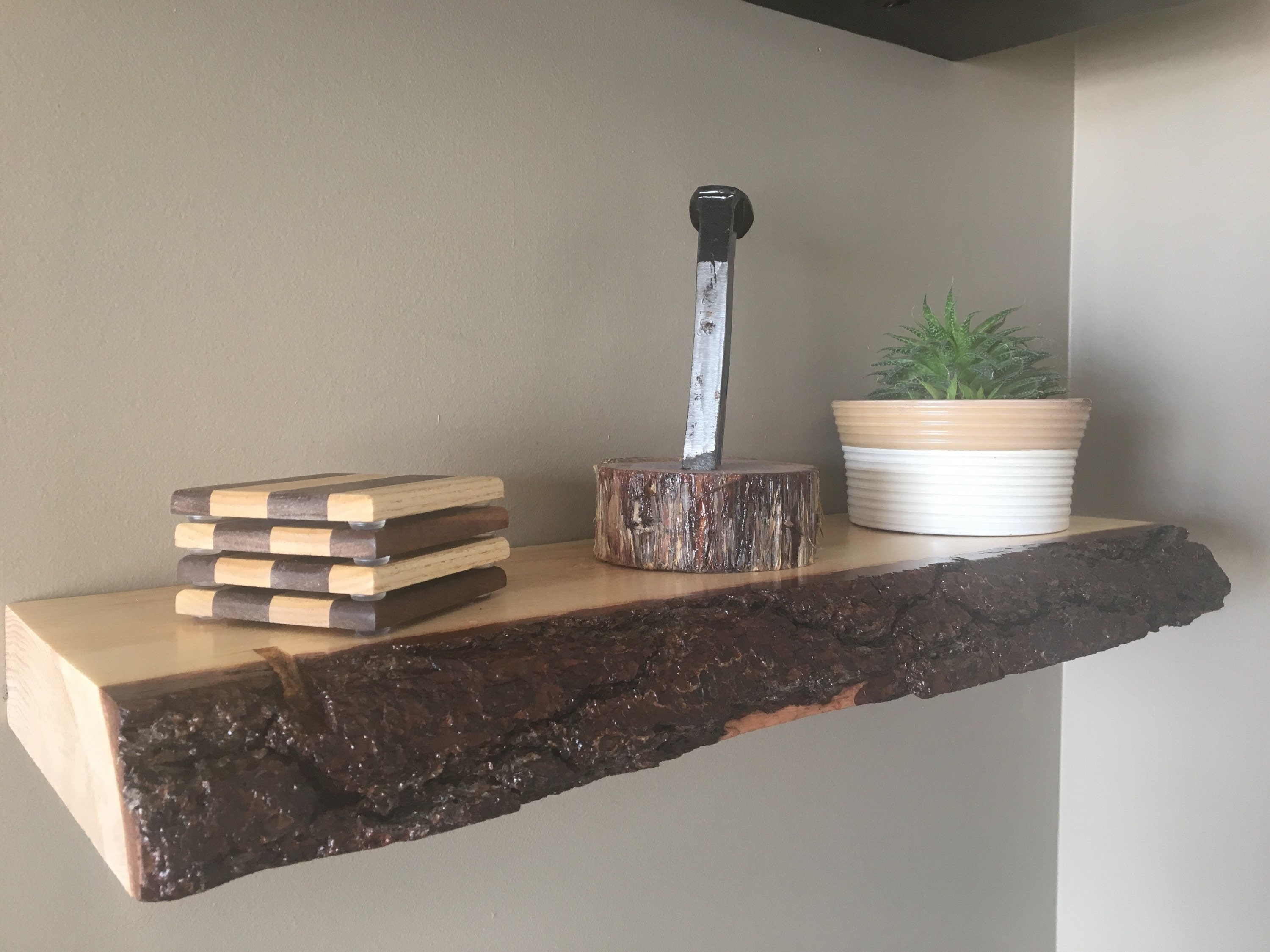 Wood Shelf Natural Live Edge Rustic Shelf Floating Shelf Etsy Canada