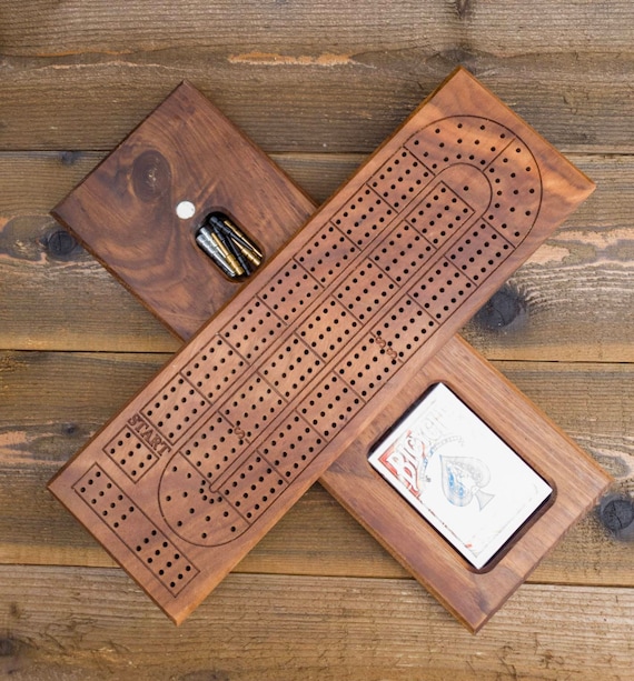 Lined Walnut Crib Board Cribbage Board skunk Lines card Etsy