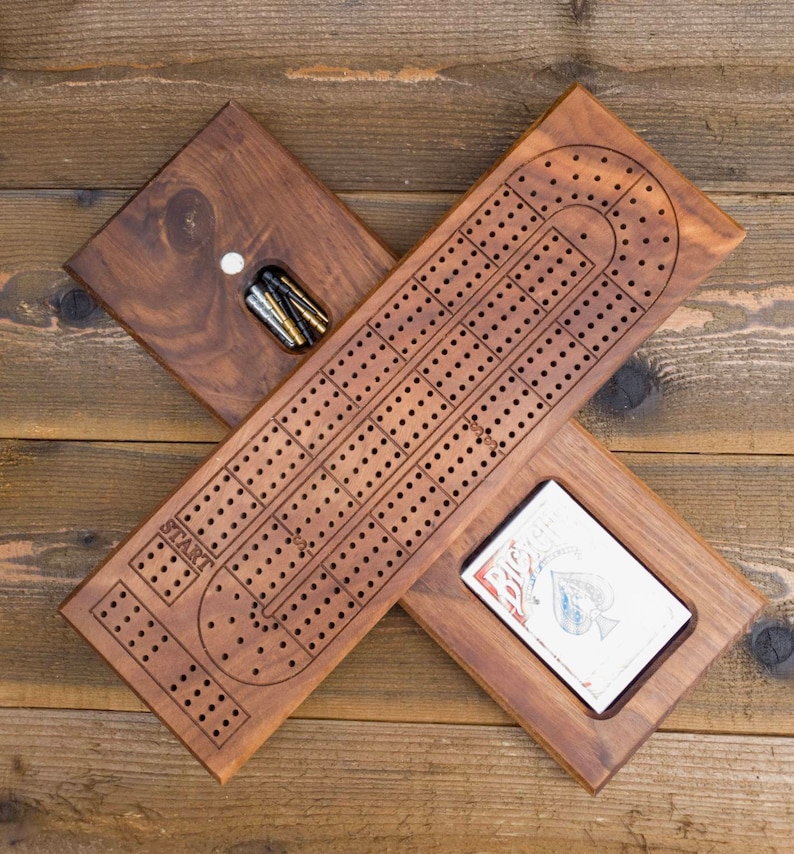 Lined Walnut Crib board | Cribbage Board |Skunk lines |Card and Peg storage | Wedding Christmas Retirement Housewarming | Gift