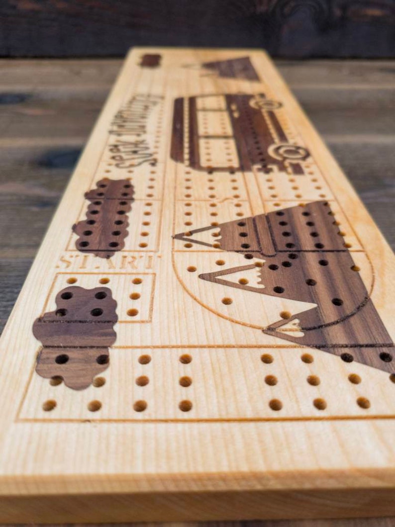 Cribbage Board - Premium Cribbage Board - Mountain Inlay Cribbage Board ...