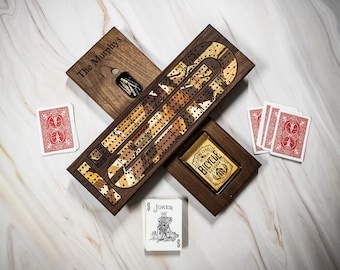 Premium Cribbage board * Personalized Cribbage board * Custom cribbage Board * Card Game * Family Games