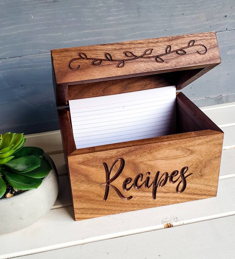 Recipe box. Personalized Recipe box. Customized Recipe box. Etsy