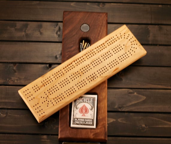 Crib Board Card Game Metal Pegs Available Cherry Cribbage Etsy