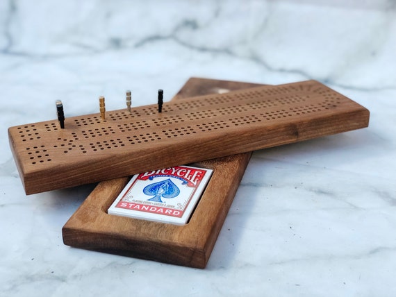 Walnut Cribbage Board Card Game Pegs Crib Board Etsy