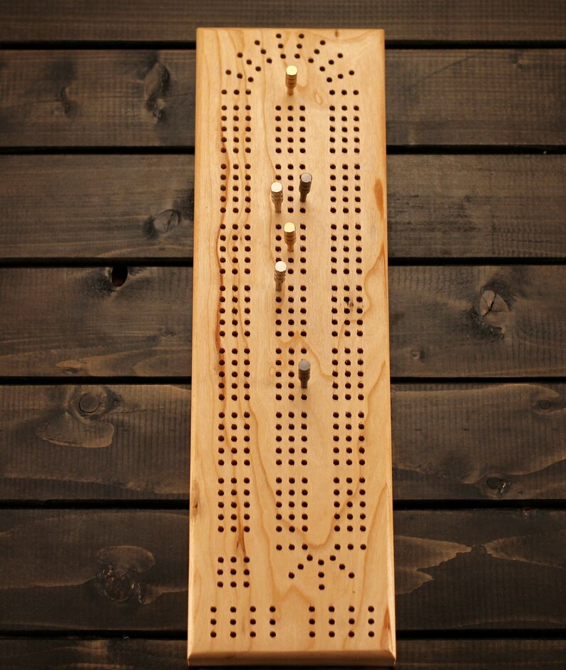 Crib board card game metal pegs available Cherry cribbage Etsy
