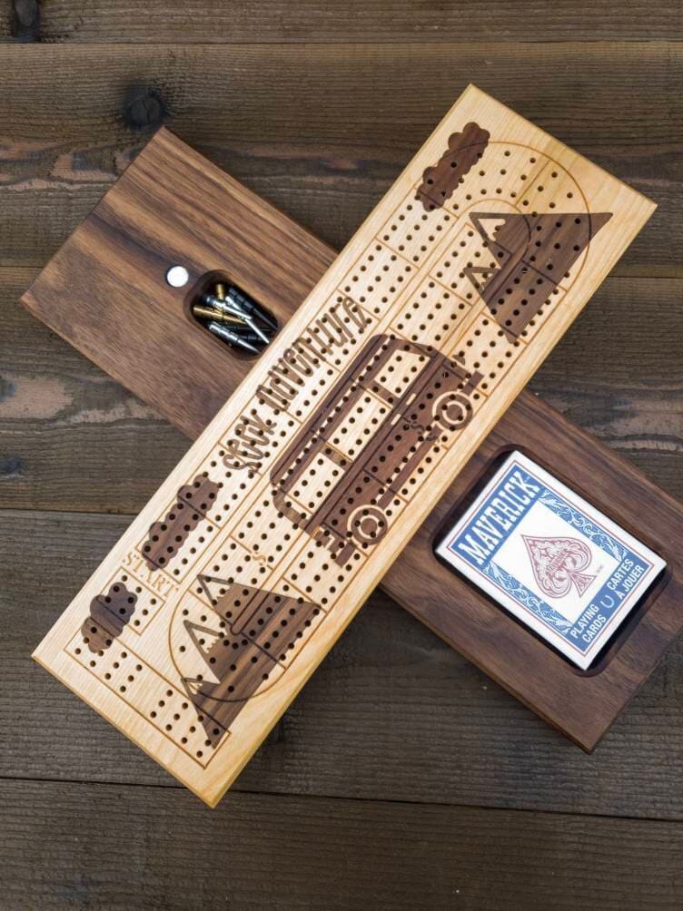 Cribbage Board - Premium Cribbage Board - Mountain Inlay Cribbage Board ...