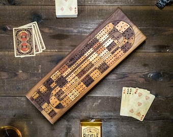 3 Lane Cribbage Board - Cribbage Board - personalized cribbage board - custom cribbage board *