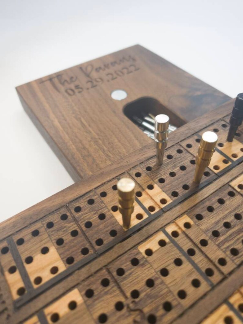 Personalized Cribbage Board skunk Lines card and Peg Storage Etsy