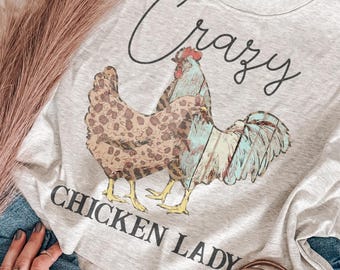 Crazy Chicken Lady Sublimation Design: Barn Wood Leopard Print (PNG)