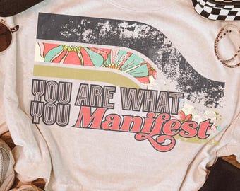 Manifest Sublimation PNG: Retro Floral Western Design (Digital Download)