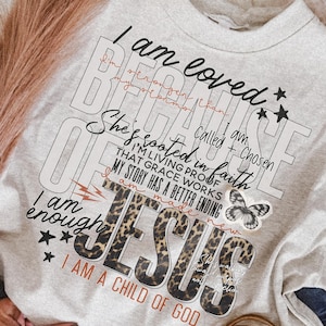 Because Of Jesus Sublimation Design | Faith PNG Sublimation image 1