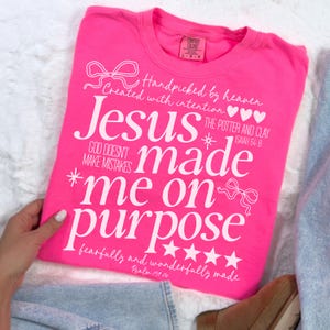 God Made Me On Purpose PNG | Christian Girl Shirt Design | Psalm 139:14 Faith Tee | Religious Graphic | Youth Christian