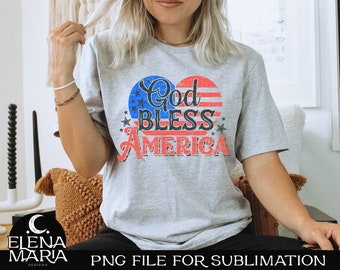 God Bless America PNG Sublimation Design DTG 4th of July - Etsy