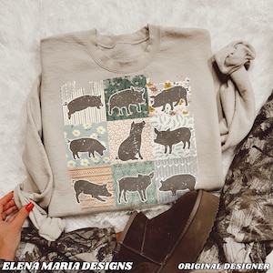 Retro Boho Pig Farm Sublimation Design Fichiers PNG Clipart