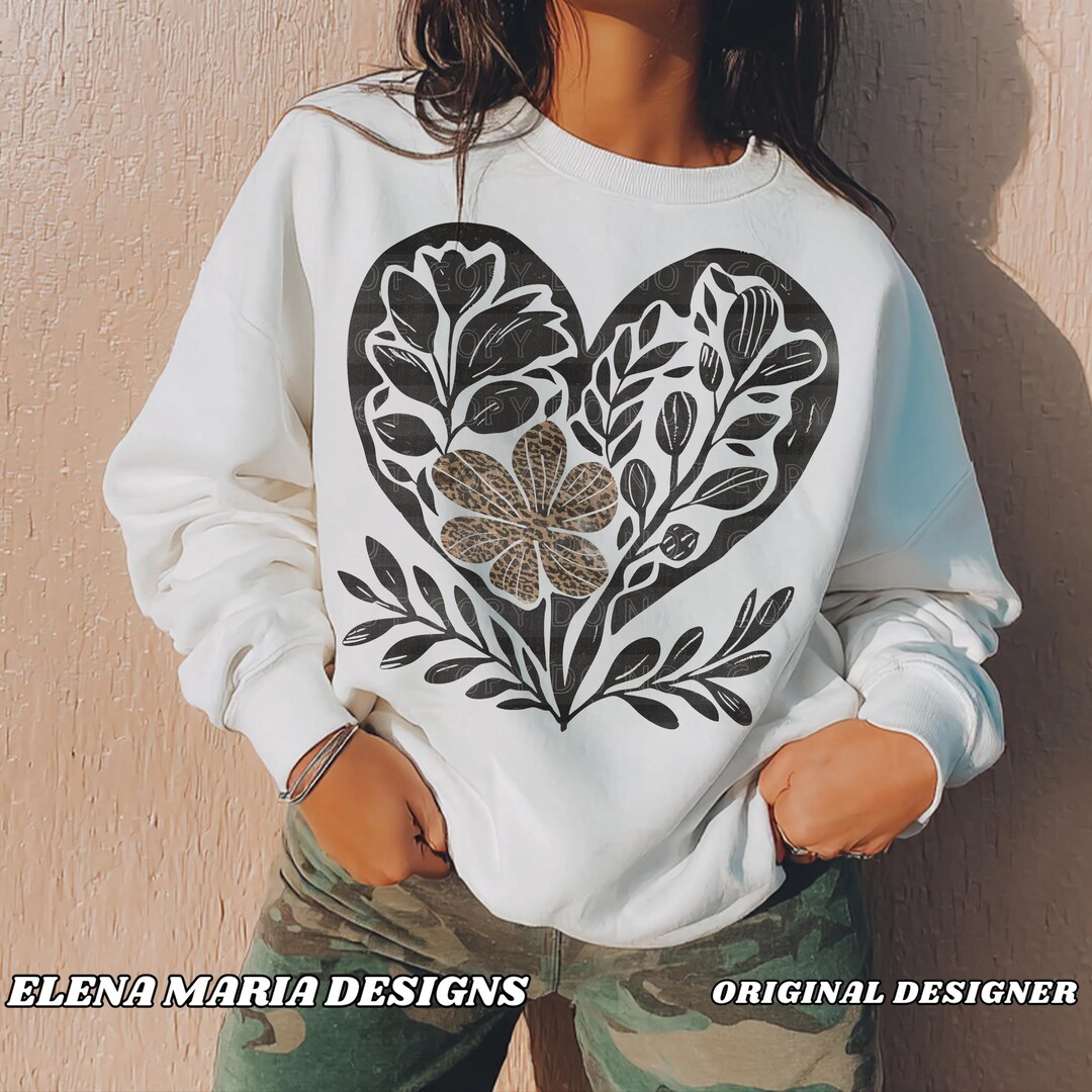 Valentine's Day Floral Heart Sublimation Design | Faith PNG Sublimation ...