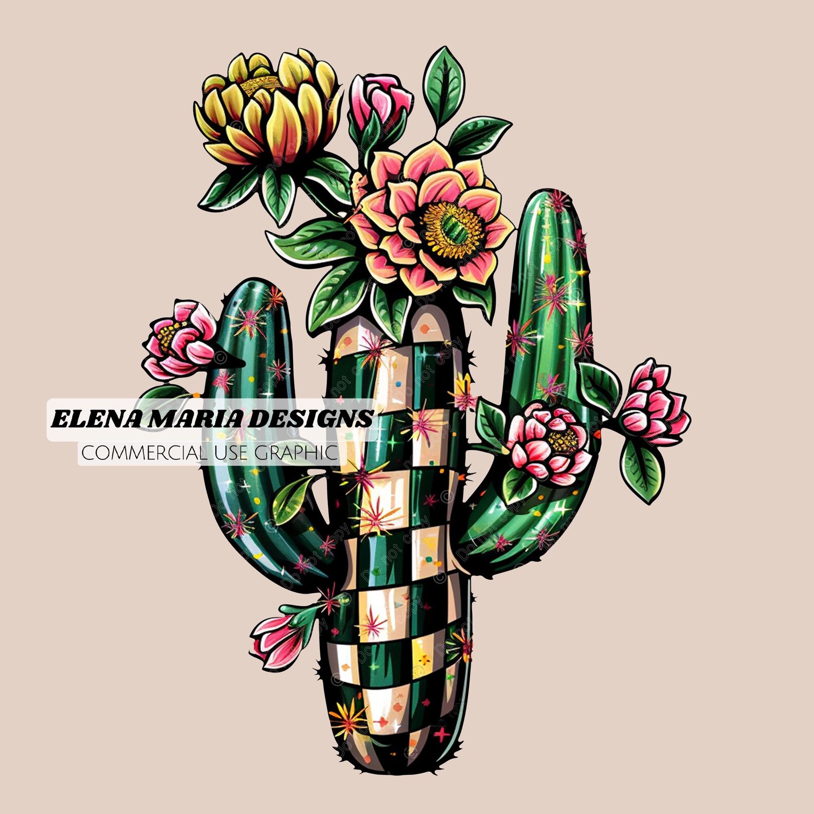 Commercial Use Graphic Western Cactus Sublimation Design PNG Clipart