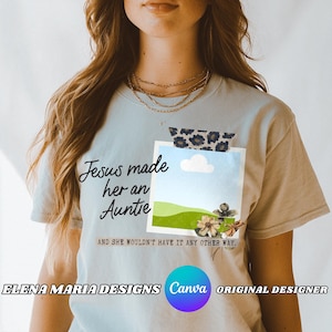 Diseño de sublimación de archivo PNG personalizado para el Día de la Madre "Jesús la hizo tía" de Canva