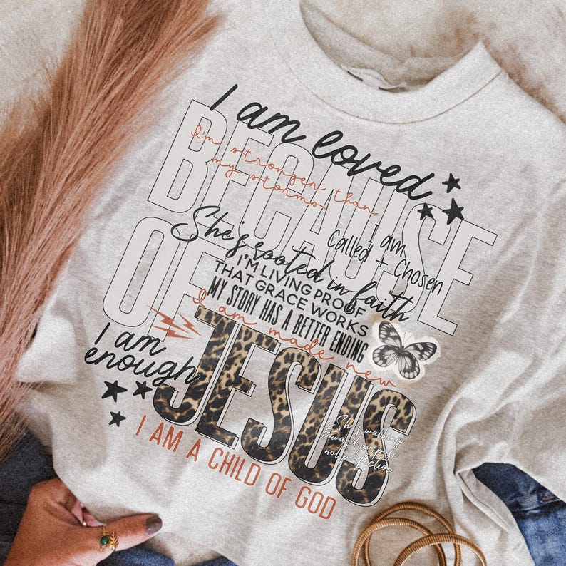 Because Of Jesus Sublimation Design | Faith PNG Sublimation image 1