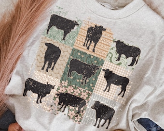 Retro Boho Cow Farm PNG Sublimation Design (Digital Download)