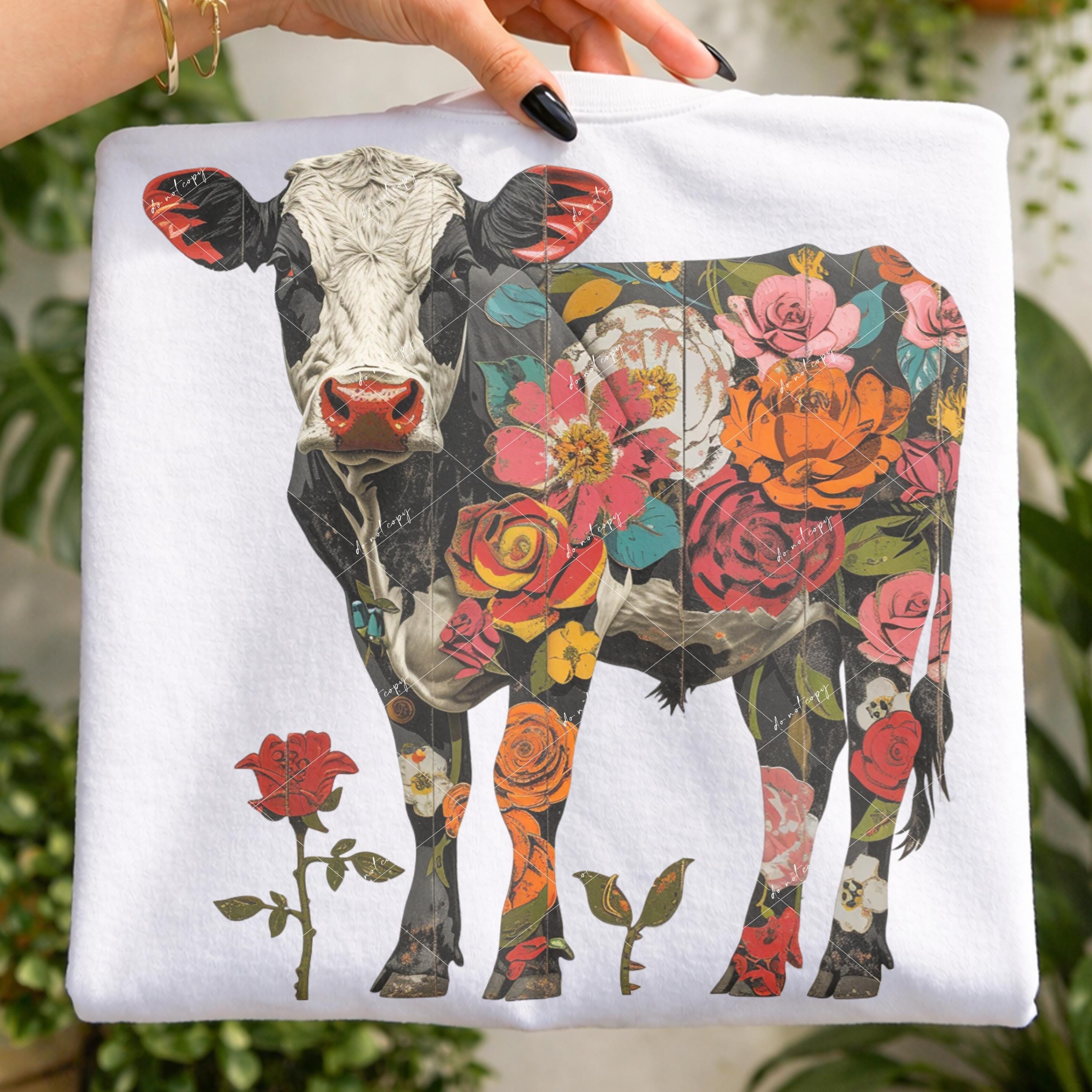 Cow Print Roses Floral Cow Roses Farm PNG File Sublimation Design PNG Clipart - Etsy
