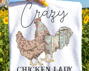 Crazy Chicken Lady Sublimation Design: Barn Wood Leopard Print (PNG)