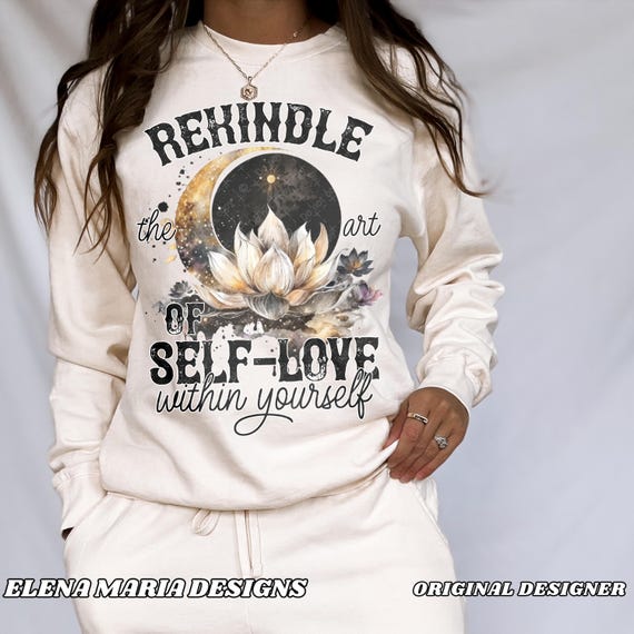Self-Love Lotus Flower PNG File: Sun & Moon Clip Art (Digital Download)