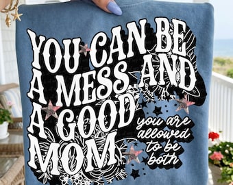 Diseño de sublimación de "Mamá desordenada": Clipart PNG del Día de la Madre (Descarga digital)